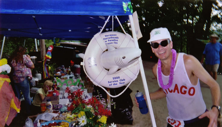Shark infested trail at aid station Margaritaville